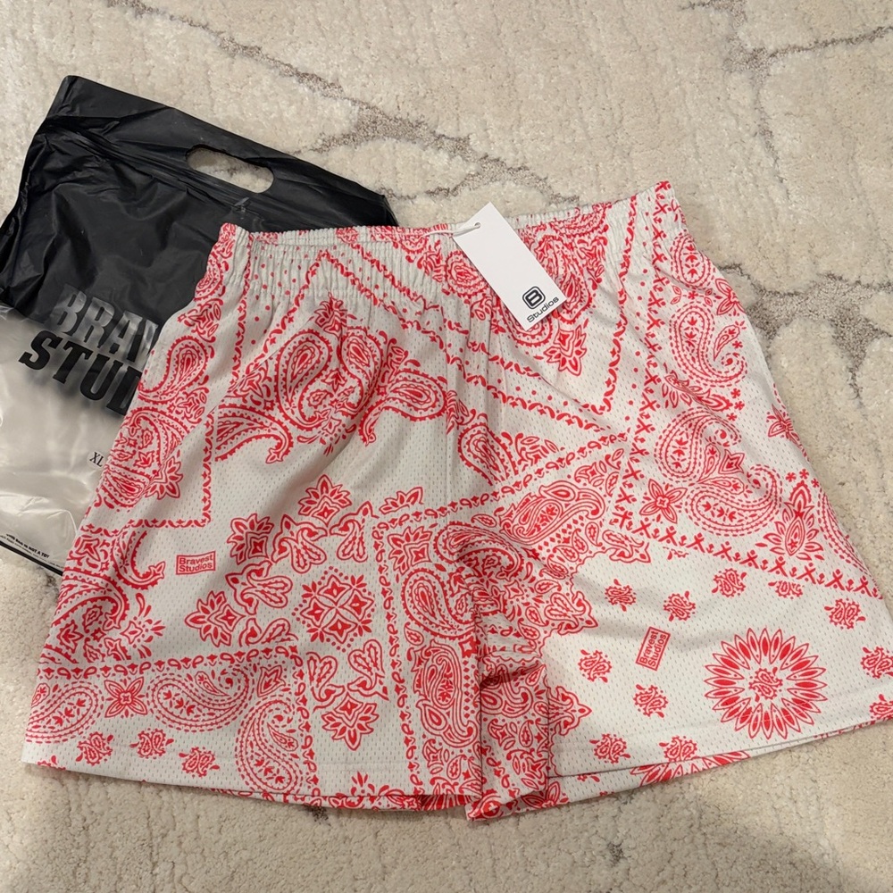 Bravest Studios Red Paisley Shorts